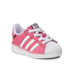 Adidas Kids' Pink White Superstar Elastic Lace Sneakers Size 7
